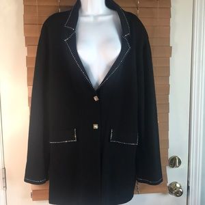 Todd & Olivia black knit sweater rhinestone trimmed size